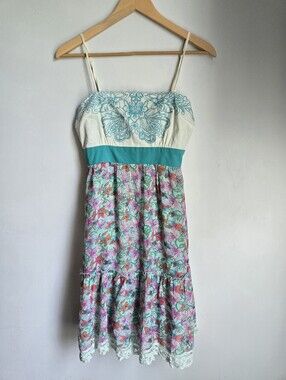 FLYING TOMATO Mint Floral Sundress with Pink & Orange Bloomsl